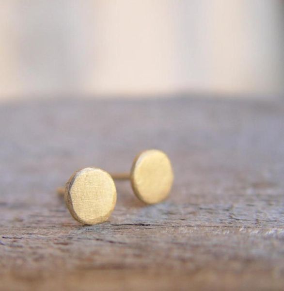 

10pair s029 gold silver tiny round circle shape stud earrings cute cake pie earring simple small round stud earrings for women9413236, Golden;silver