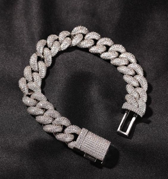 

fashion mens hip hop bracelet jewelry 3d iced out chain gold silver miami cuban link chains bracelets 14mm3972693, Black