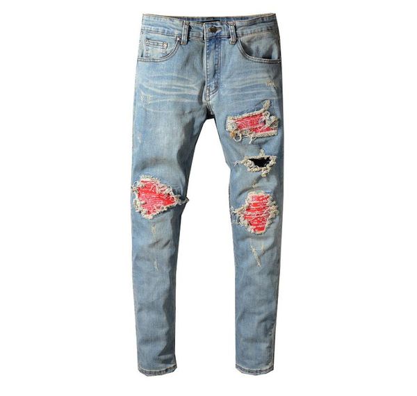 

mens jeans mens motorcycle biker fashion ripped jeans men women straight slim fit skinny jeans denim trousers6685518, Blue