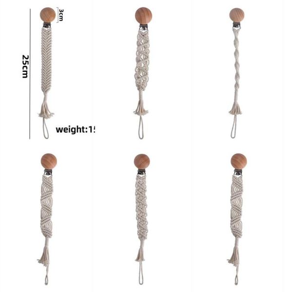

handmade braided rope pacifier clips baby kids prevent nipple fall pacifiers holders molars toys wood clamp 9bq n28904506