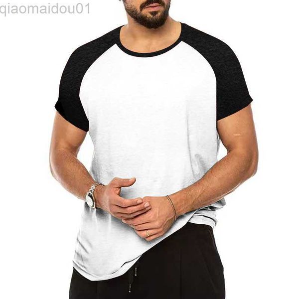 

men's t-shirts 2023 summer new casual t shirts men fashion patchwork short sleeve oversize tee leisure clothes mens loose o neck t-shi, White;black