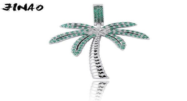 

jinao fashion iced out palm tree cubic zircon pendant necklace gold silver color plated hip hop jewelry for men women gift 2010139634042