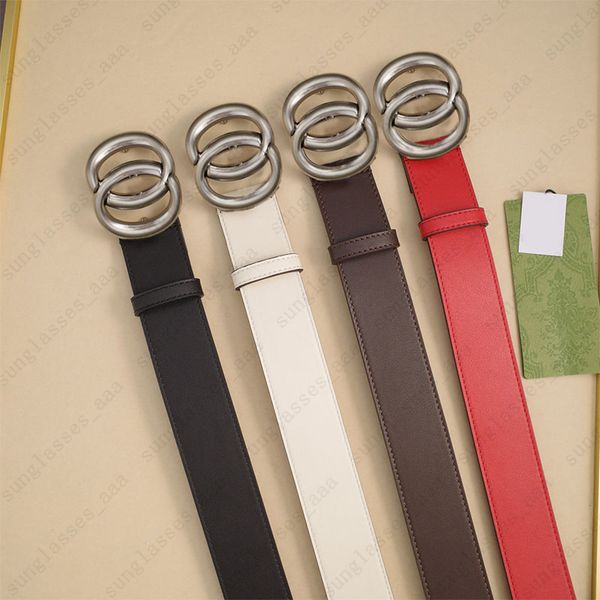 

designer belt silver buckle genuine cowhide letters style for man woman waistband belts width 4.0cm, Black;brown