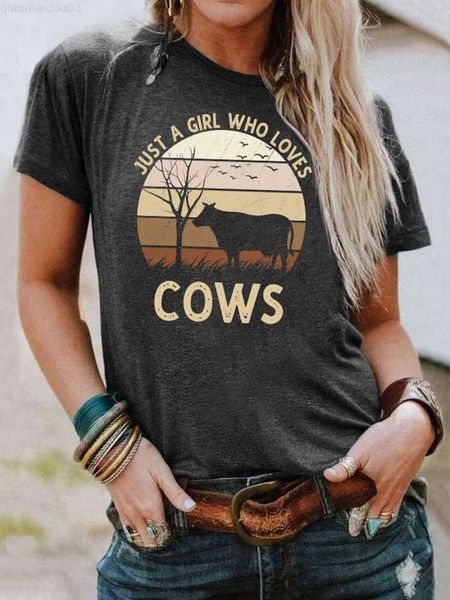 

women's t-shirt o-neck t shirt for women 3d cute cow animals print shirt sleeve summer women's t-shirts harajuku casual oversized, White