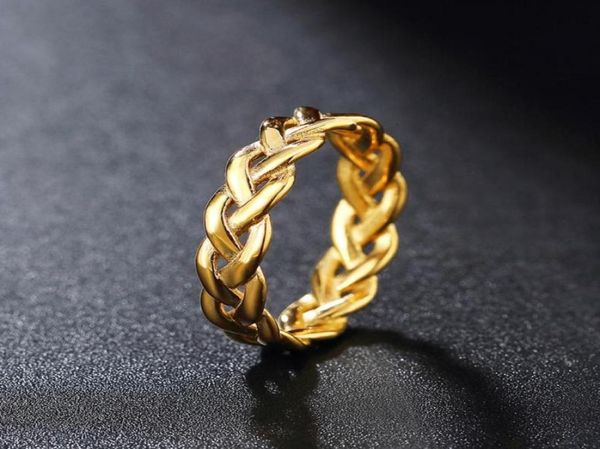 

cluster rings retro fashion stainless steel braided celtics knot ring punk couple simple silver colorgold men women viking jewelr7459605, Golden;silver