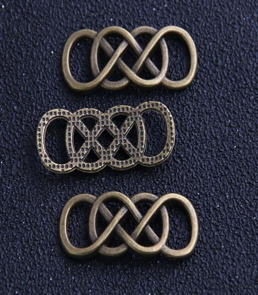 

100pcslot antique bronze alloy four circles charms connectors for jewelry making findings accessories craft 13x32mm2699824, Silver
