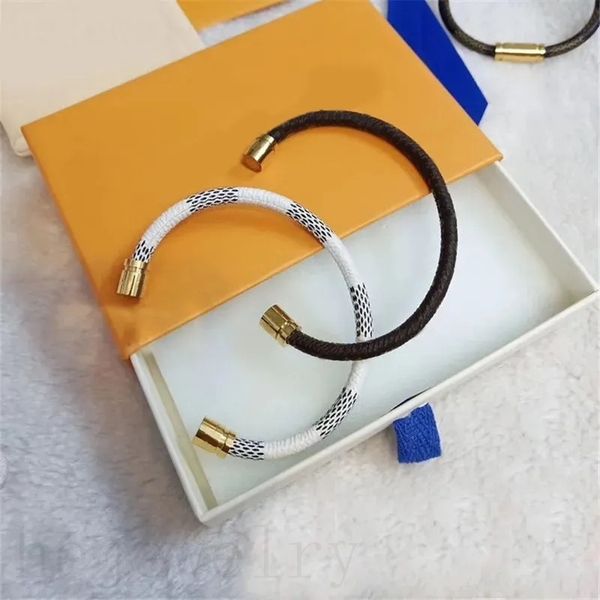 

designer bracelet charm rope leather bracelets plated gold parts classic fashion pulsera black white valentine s day gift luxury bangle woma, Golden;silver