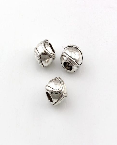 

100pcs antique silver zinc alloy sports baseball spacers large hole beads for jewelry making bracelet necklace diy accessories f15327291, Bronze;silver