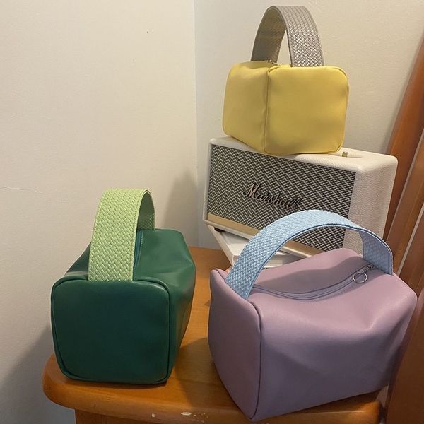 

cosmetic bags cases portable candy color leather large capacity cosmetic bag storage square finishing portable wash 230714
