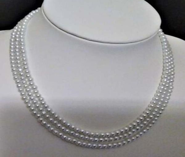 

4mm 3 strand pearl necklace012345678910111213148697606, Silver