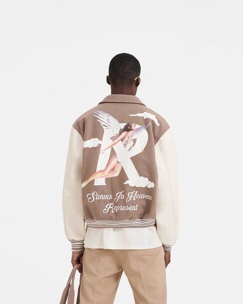 

designer jackets men's bomber mens preppy varsity jacke mens baseball hip hop harajuku letter patchwork leather streetwear men coats, Black;brown