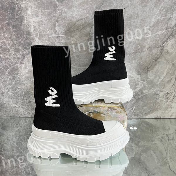 

2023 new luxury boots men's women's running casual shoes couple designer thick bottom comfortable stretch knit black white gray so