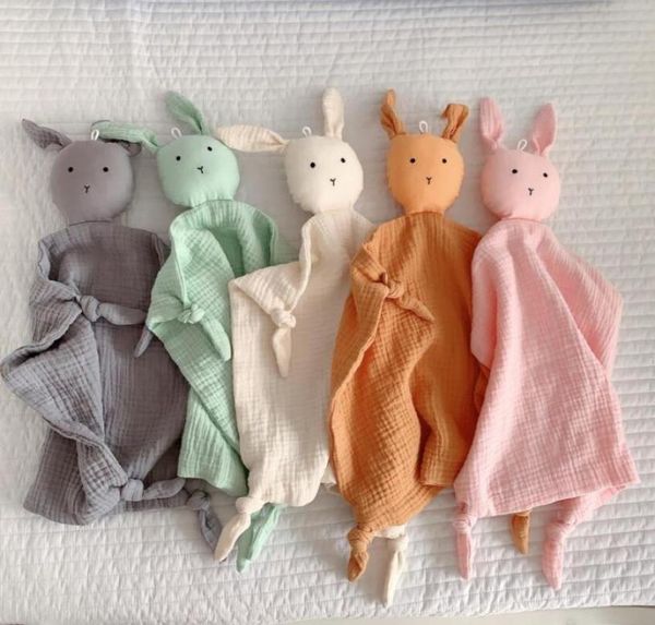 

soft organic cotton muslin bunny rabbit animal newborn pacify towels bibs soothers towel robes6626245