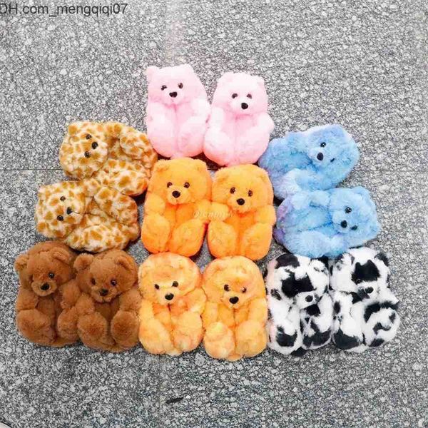

slipper slipper newly arrived toddler fur slider fury teddy plush slider  fits all children teddy bear slider children' indoor, Black;grey