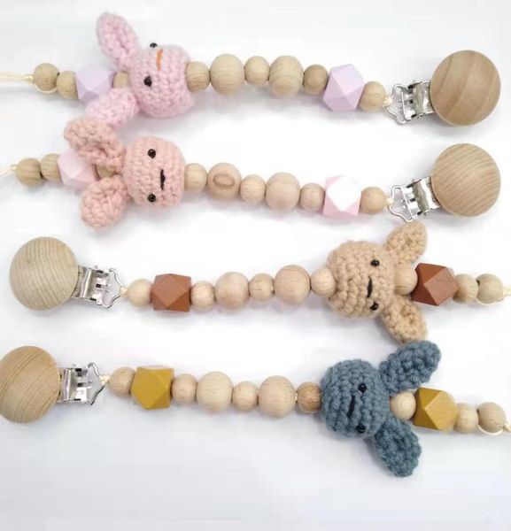 

baby pacifier clips beech pacifiers soother cartoon rabbit woodiness holder beaded clip chain nipple teether dummy strap chains in7169375