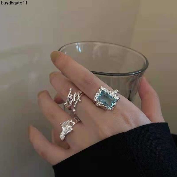 

fashion accessories geometric square zircon open ring female design advanced adjustable cross index finger fashion personalized, Silver