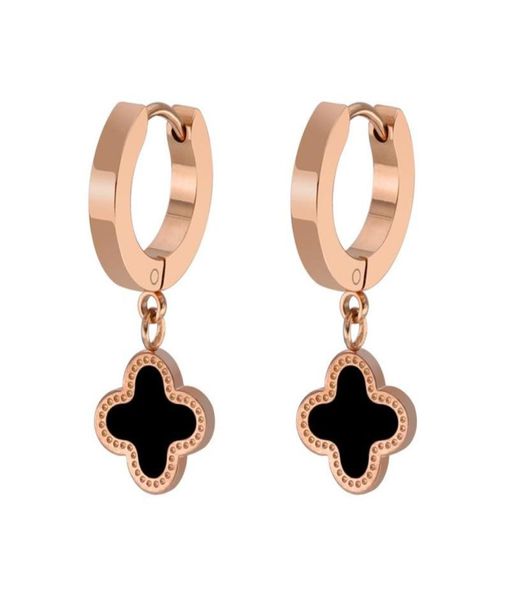 

dangle chandelier lucky fourleaf clover earrings korean fashion ladies selling stainless steel 20215640335, Silver