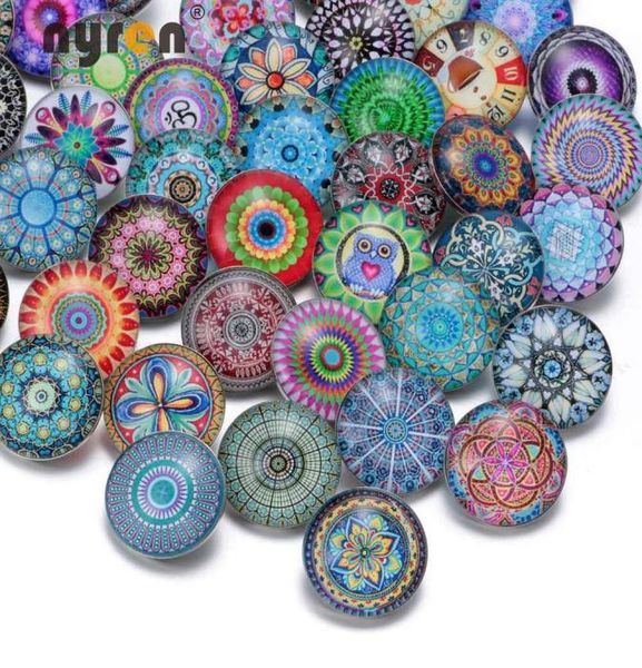 

50pcslot fashion mixed colors exotic series 18mm glass snap button jewelry fit snap bracelet jewelry6498122, Golden;silver
