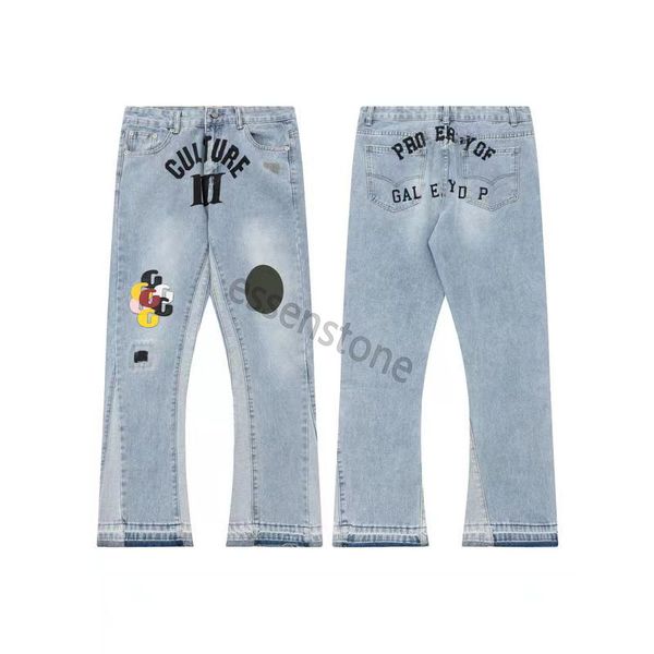 

men's pants dept jeans sweatpants gallay speckled letter print cotton purple jeans women's couple loose versatile casual straight, Blue