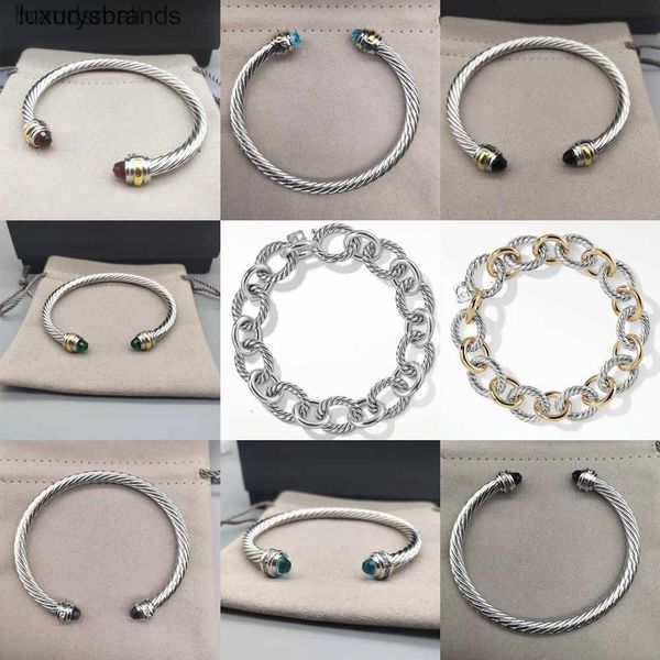 

designer bracelet head platinum trend round bangle bracelet women fashion versatile plated twocolor hemp twisted wire jewelry 5mm luxury bra, Black