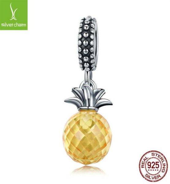 

925 sterling silver radiant pineapple dangle bead fit original charm bracelet pendant jewelry gift c150231h5936093, Black