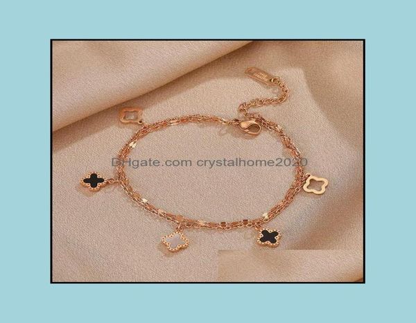 

charm bracelets four leaf clover steel rose gold bracelet womens dign friends student temperament korean simple hand jewelry drop 5290167, Golden;silver