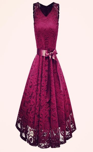 

vintage lace dress women 2018 summer bow belt vneck party aline cami dresses khaki wine dress vestidos y1905297329174, Black;pink