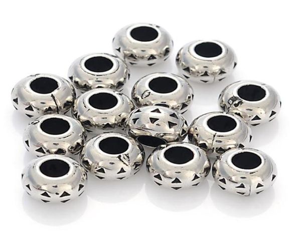 

300 pcs 6x10mm acrylic antique silver plated ccb large hole beads for women diy charm bracelet bangle jewelry making accessories2109427, Black