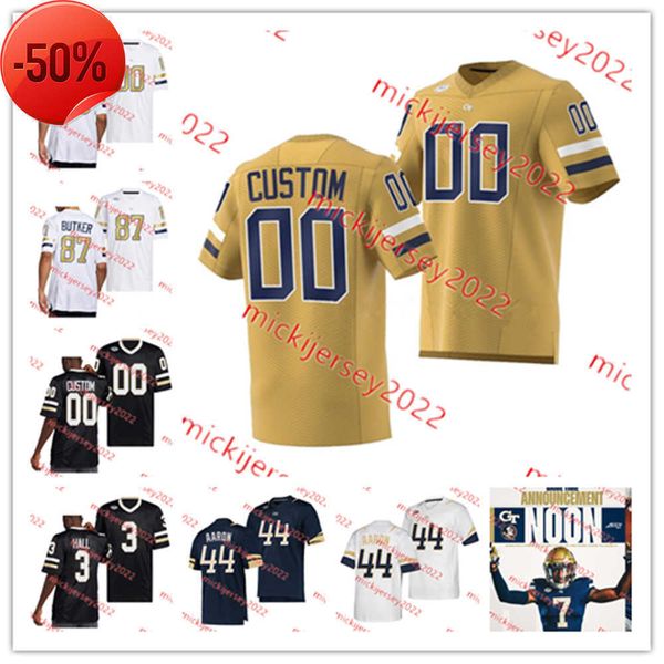 

pierce quick georgia tech yellow jackets football jersey custom stitched mens youth paul tchio derrik allen kevin harris kenyatta watson ii, Black;red