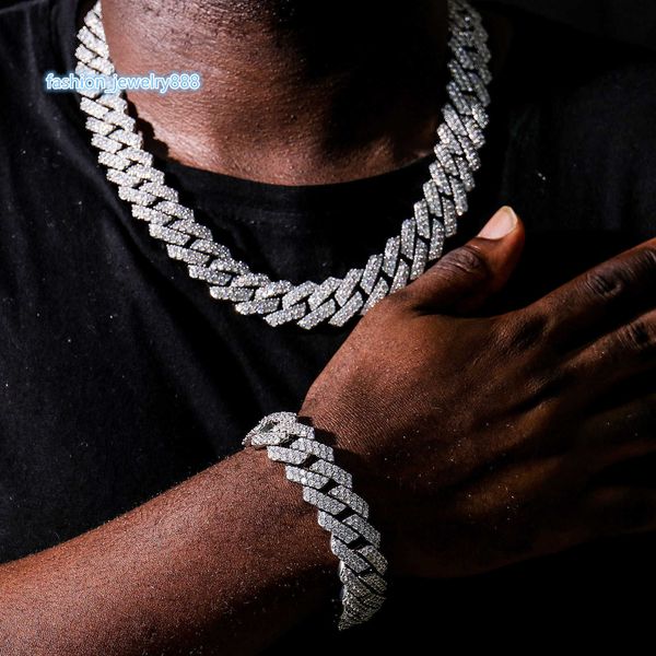 

chain high end cuban chain s925 silver moissanite cuban hip-hop 10mm full diamond necklace for men's hip-hop platinum, Black