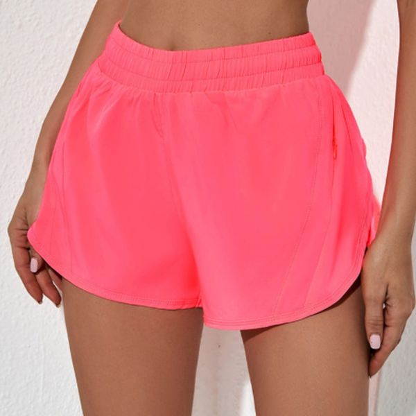

lul-88 lulus lemon workout shorts women loose side zipper pocket gym workout running shorts drawcord outdoor short anti-glare yoga shorts