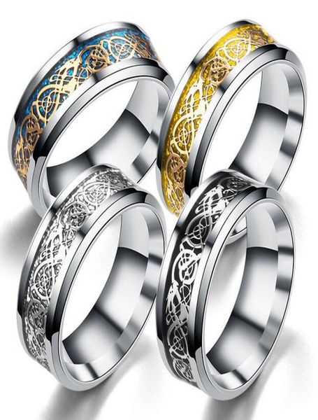 

fashion gold silver celtic dragon titanium stainless steel men039s wedding band rings jewelry size 6131930310
