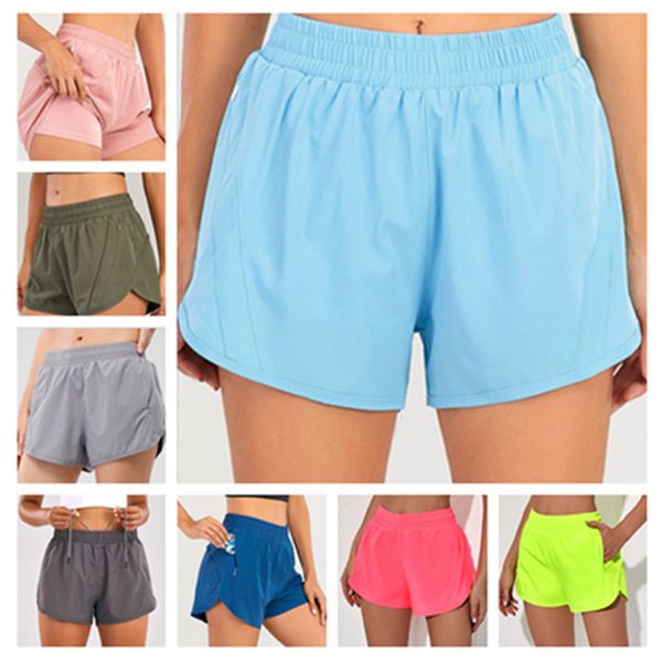 

lul-88 lulus lemon women's shorts loose side zipper pocket shorts gym workout running shorts drawcord outdoor short anti-glare yoga sho