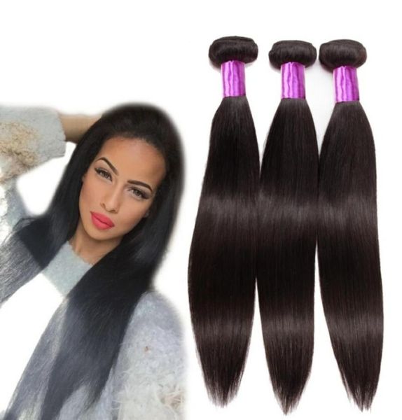 

8a grade whole body wave bundles loose wave straight weave brazilian virgin hair wet and wavy remy human hair natural black4968174, Black