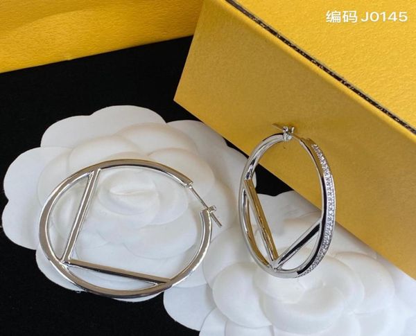 

2022 fashion hoop earrings women diamond silver earring jewelry luxury gold earrings designer letters f studs ornaments hoops neck8950210, Golden;silver