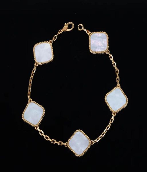 

luxury designer chain bracelet four leaf clover cleef bracelet women039s fashion 18k gold bracelets jewelry with b7484185, Black