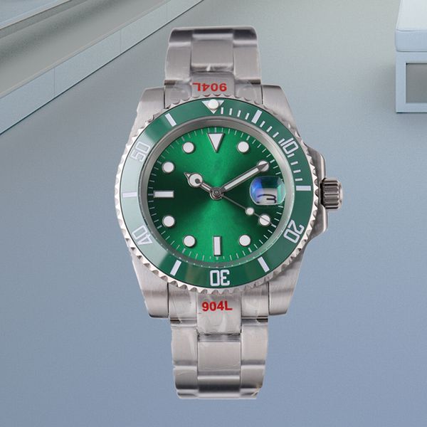 

mens watches 40mm ceramic bezel full stainless steel automatic mechanics movment green reloj de lujo sapphire 5atm waterproof luminous coupl, Slivery;brown