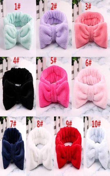 

women coral fleece bow hair band solid color wash face makeup soft headbands fashion girls turban head wraps hair accessories da433991998, Slivery;white