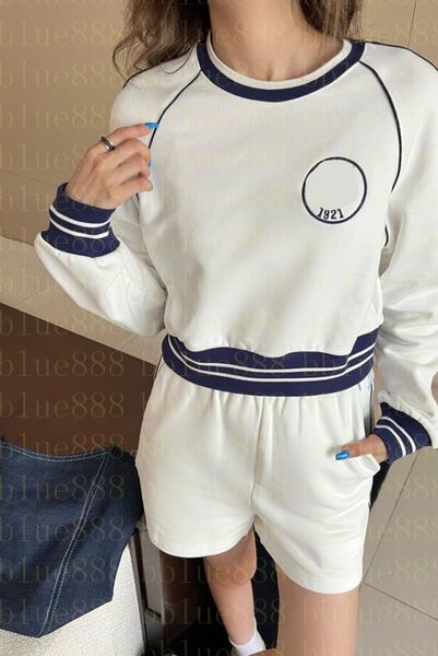 

women's embroidered knitted sweater set with round neck sweater set paired with capris 714, Gray