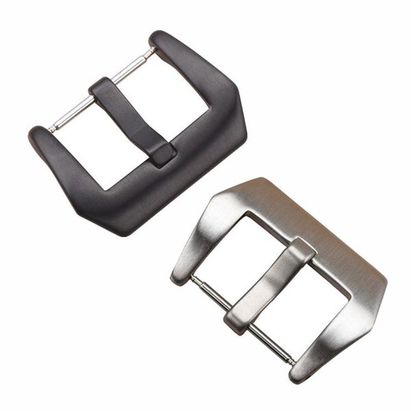 

universal fashion brand watch buckle stainless steel solid silver black pin buckle 18 20 22 24 26mm267n, Black;brown