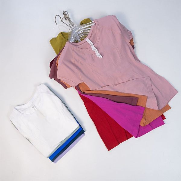 

lul-88 short sleeve sport fitness yoga shirt women elasticity crew neck quick dry breathable workout running t-shirts