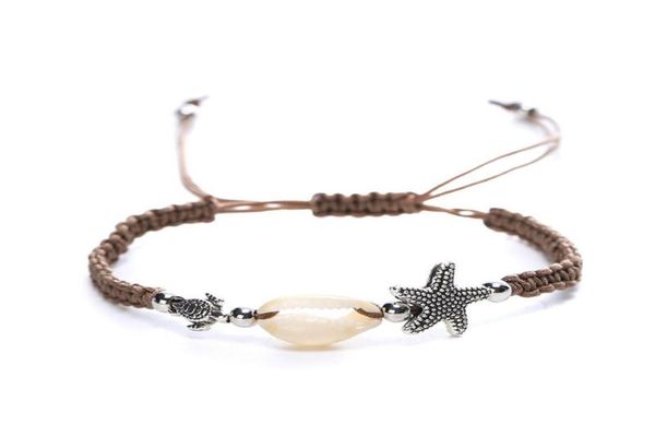

starfish shell beach bracelet adjustable sea turtle rope braided bracelets for men and women personality summer holiday jew7273915, Golden;silver