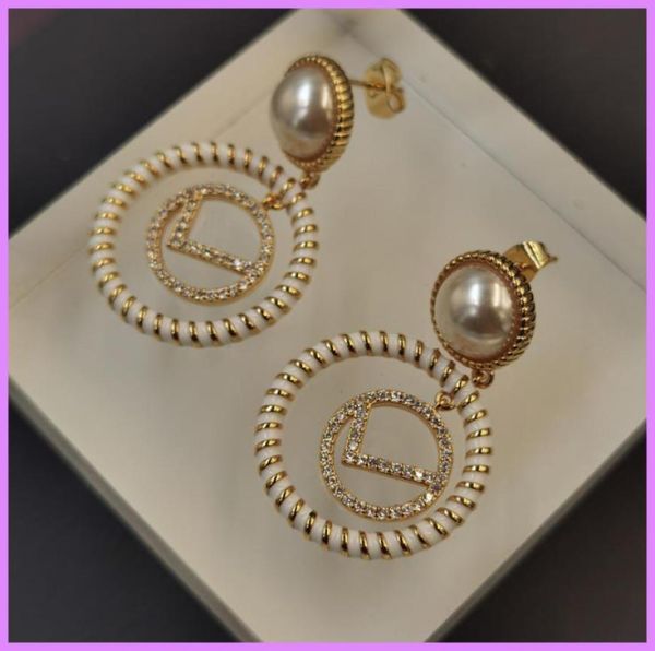 

new big pendant earrings for women designers letter earring street fashion jewelry pearl round earrings mens for gifts with box d26549648, Golden