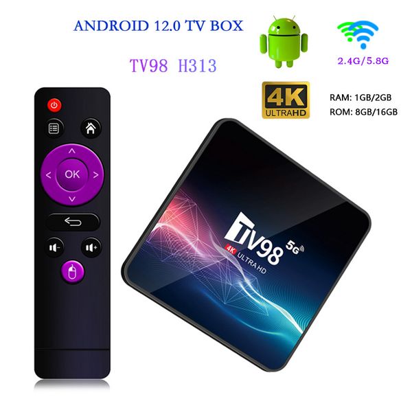 

tv box android 12.1 tv98 allwinner h313 quad core v11 1g/8g 2g/16g 2.4g/5g dual wifi h.265 uhd 4k smart media player set-digital television