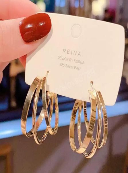 

gold color multilayer circle hoop earring for women statement dangle earrings fashion punk jewelry party gifts4209052, Golden;silver