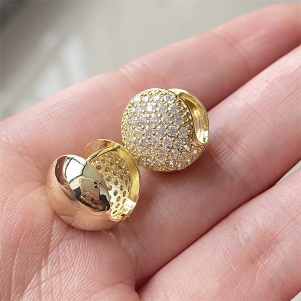 

stud uilz fashion korean gold color hoop earrings for women personalized geometry inlay exquisite zircon ear bride wedding earring 230714, Golden;silver
