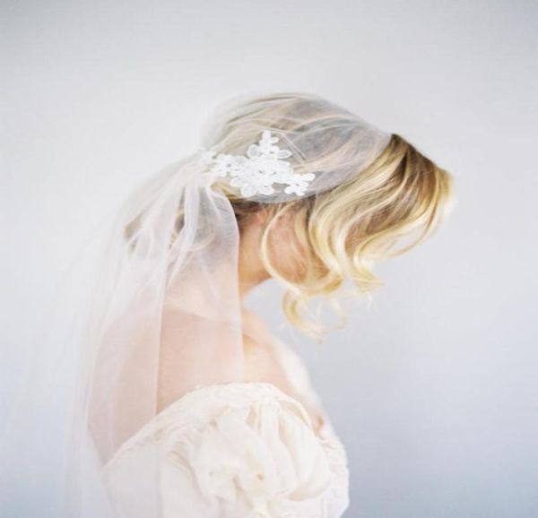 

new juliet cap fingertip short white ivory lace applique cut edge veil bridal head pieces for wedding dress8445952, Black