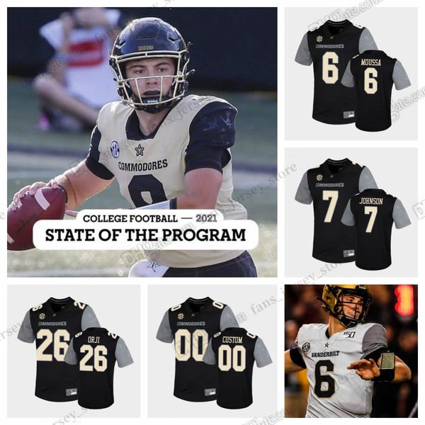 

ncaa 2023 vanderbilt commodores college football jersey anfernee orji sarah fuller mike wright justin ball chase lloyd cam johnson jack bowe, Black