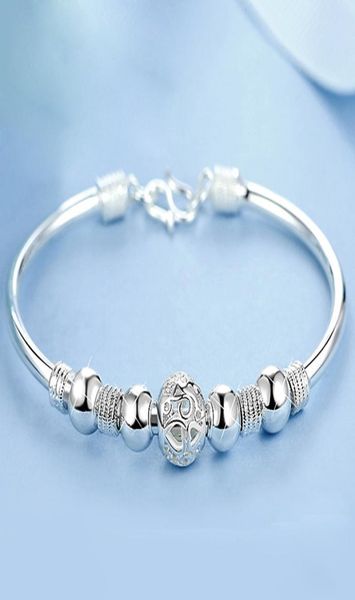 

3 style new 925 sterling silver lucky charm bracelet cuff bracelets for women bangles fashion jewelry pulseira5967640, Golden;silver
