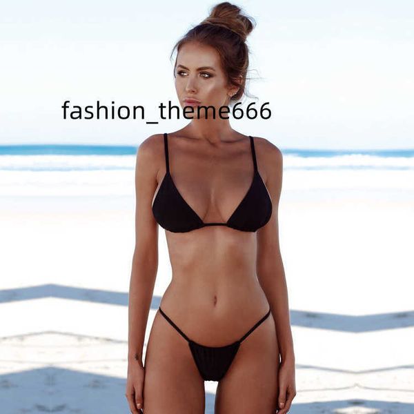 

women's swimwear 2 piece ruched backless open micro triangle thong bikini set swimsuit, White;black